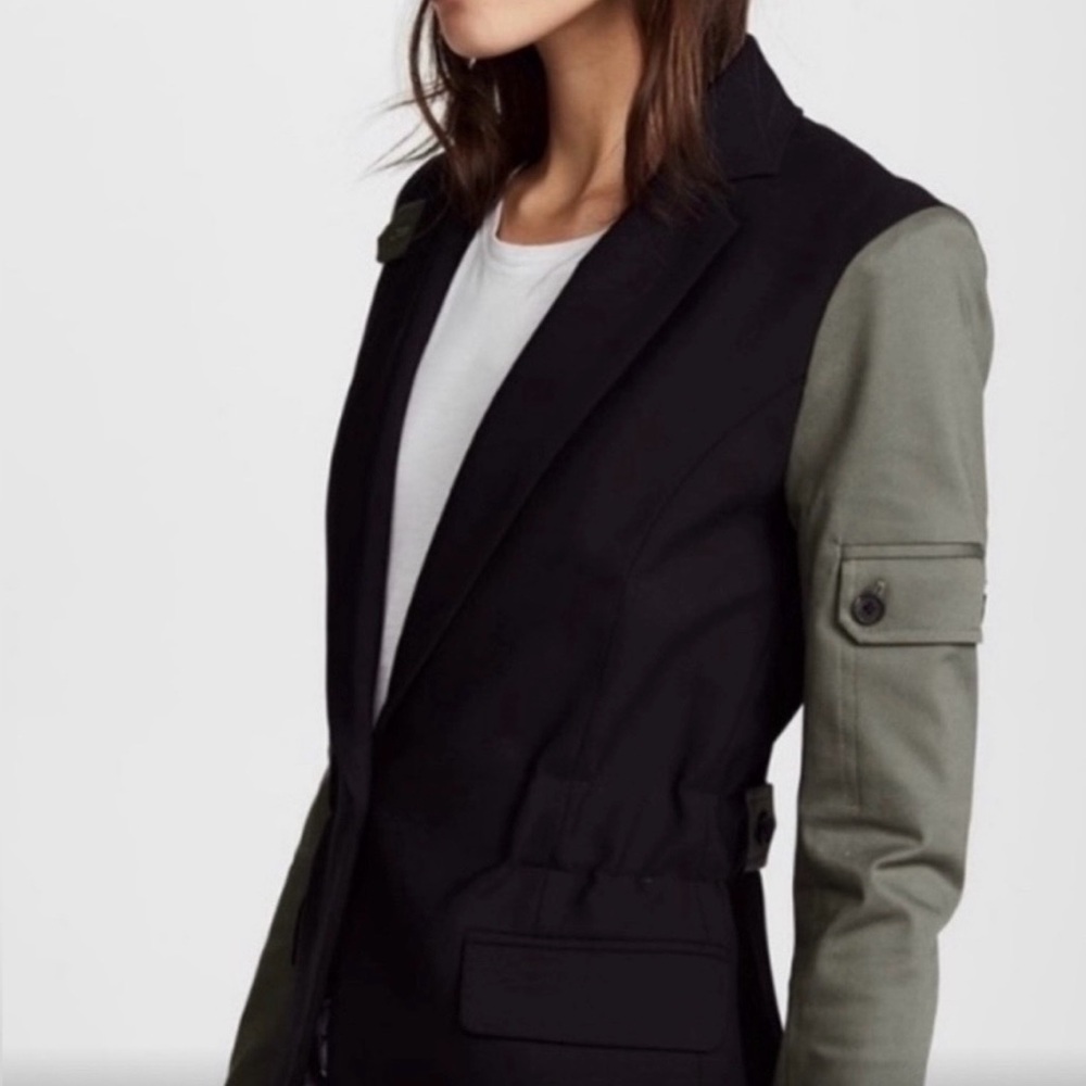 Veronica Beard Army Military jacket with hoodie dickie - Picture 3 of 7